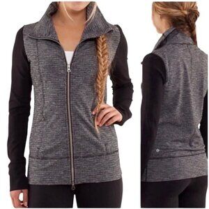 LULULEMON Daily Yoga Jacket Luon Stretch Full Zip Coco Pique Black Women's 4